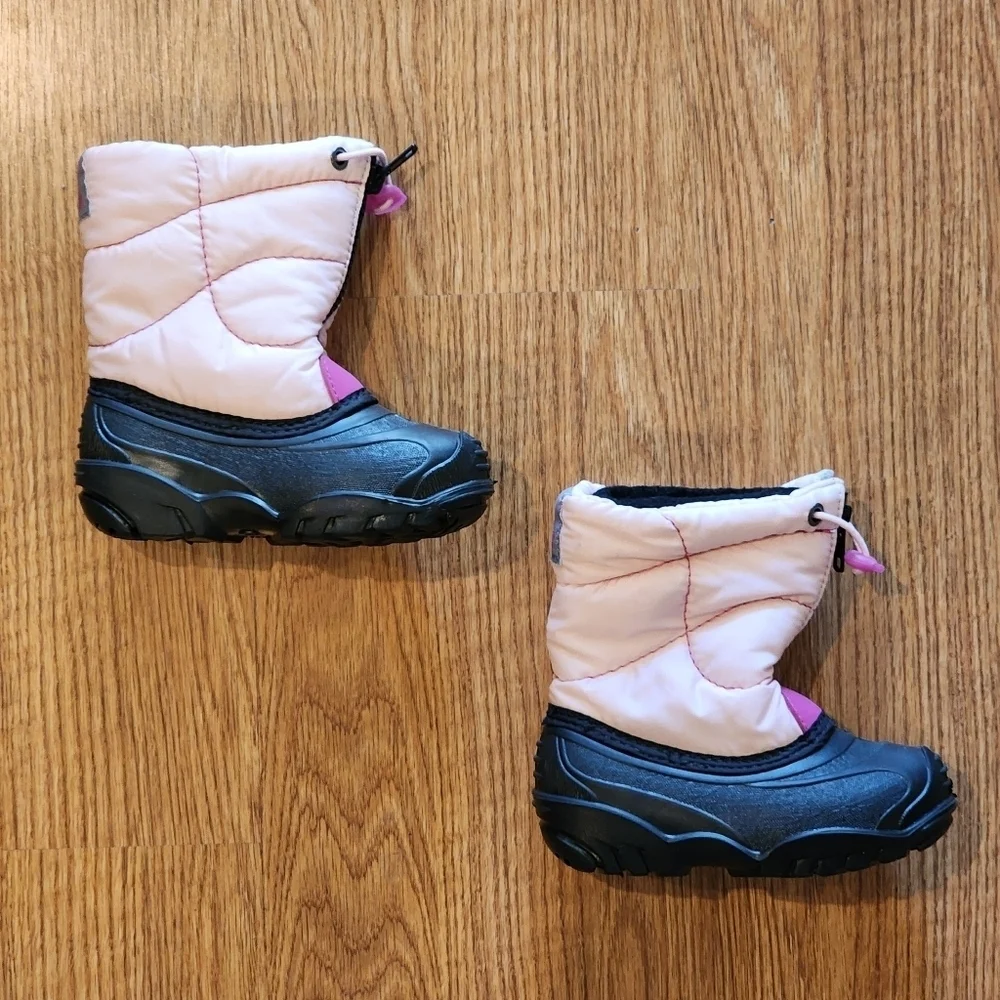 Pink and Black Kamik Girls Snow Boots Size 8